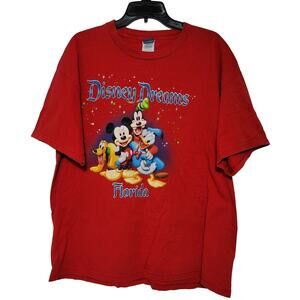 Vtg Disney Dreams Florida Mickey Mouse & Friends Graphic T-Shirt Size XL Red